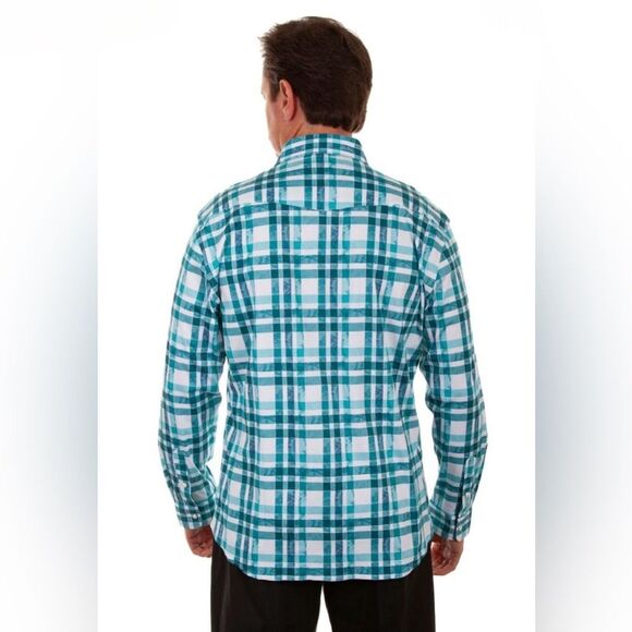 NWT Scully Signature Soft Series Western Shirt Pearl Snaps Plaid Men's Large - Picture 2 of 11